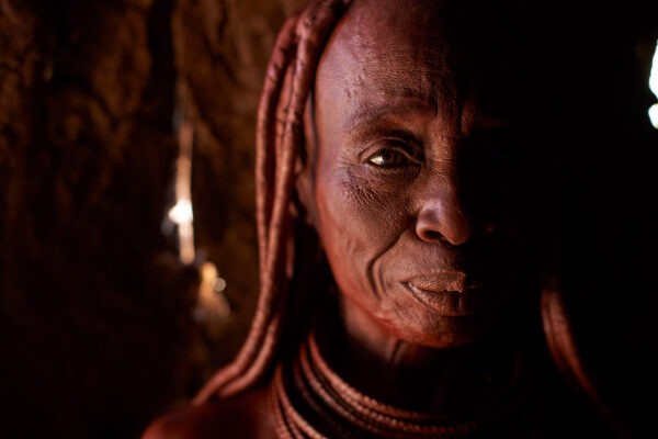 Portrait of an old Himba traditional woman, Oncocua, Angola