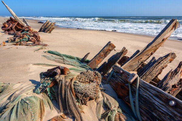 Shipwreck on the Skeleton Coast in Namibia